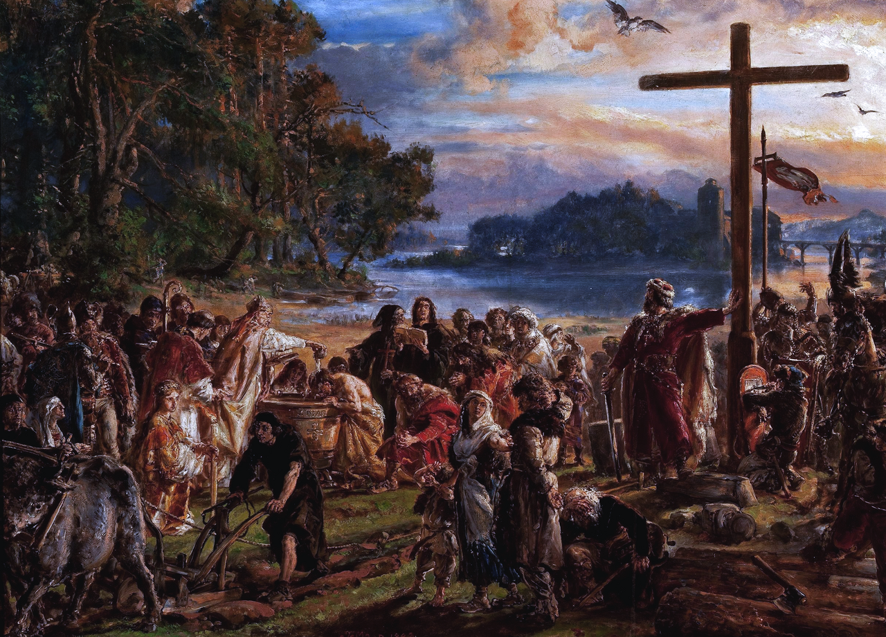 Christianization_A.D._965_by_Jan_Matejko_1889 Polityka zagraniczna Mieszka I