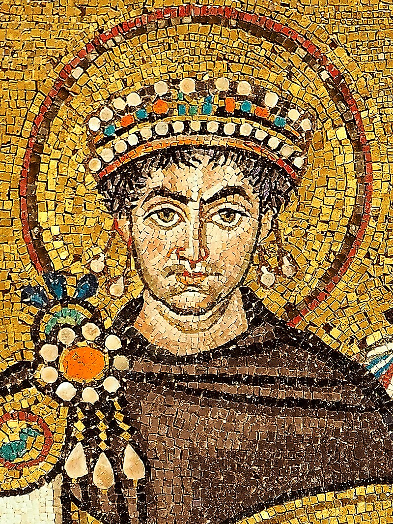 Justynian Wielki, widok z mozaiki w Rawennie